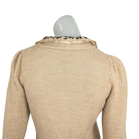 Peruvian Connection Baby Alpaca Cardigan Sweater Beige knit Sz Small - Picture 9 of 9